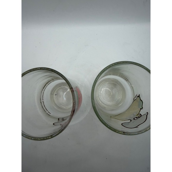 Vintage Snoopy Peanuts Fruit Juice Glasses Set of 2 Apple Lemon 1958 UFS 4 Inch - Picture 6 of 6